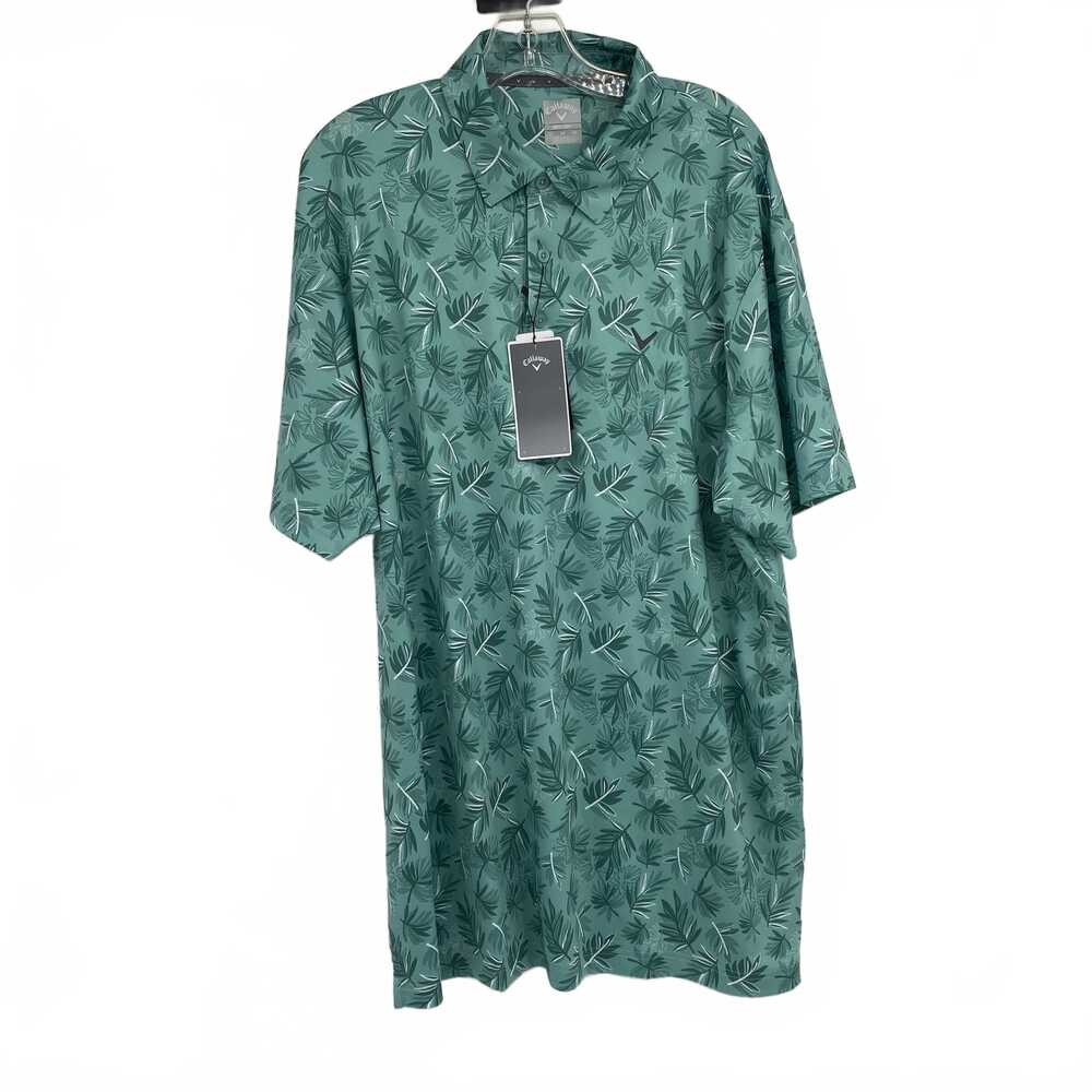 Callaway Green Leaf Print Polo | Men’s Size L, Short Sleeve